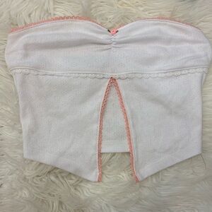 Urban Outfitters Kimichi Blue White Pink Rose Strapless Top Size S